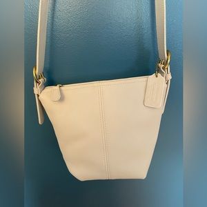 White Leather Crossbody Bag By Coach, 1990s